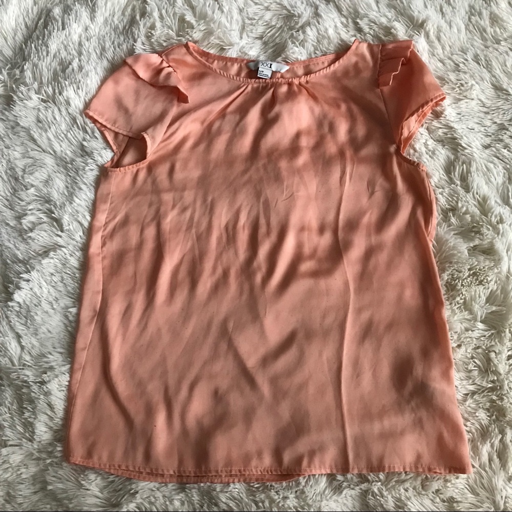 Coral Top With Shoulder Accents